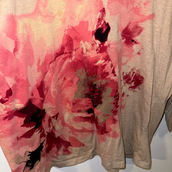 Women’s Shirt Top Tan with Rose Floral Detail - Jones New York Brand - Size 1X - Picture 2 of 4